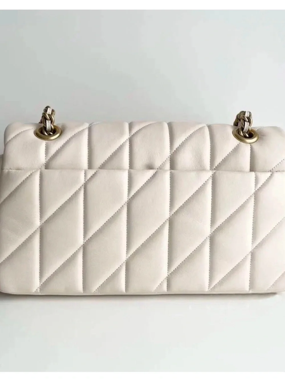 Coach Tabby 26 Quilted Shoulder Bag in Chalk with Brass Hardware